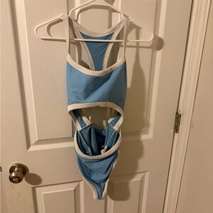 Aerie Women’s Blue and White L One Piece Swimsuit